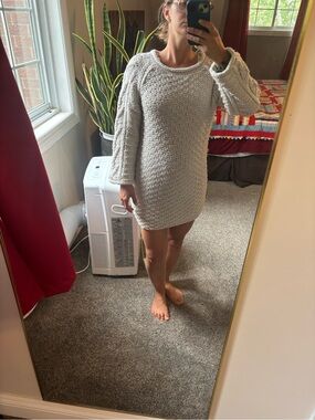 Cozy Knit Long Sleeve Dress - Cream